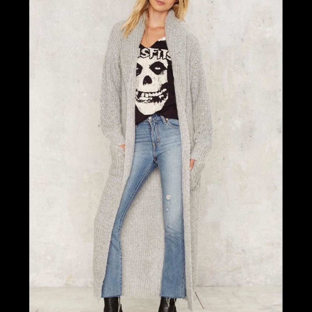 🛍Nasty Gal Gray Knit Maxi Sweater